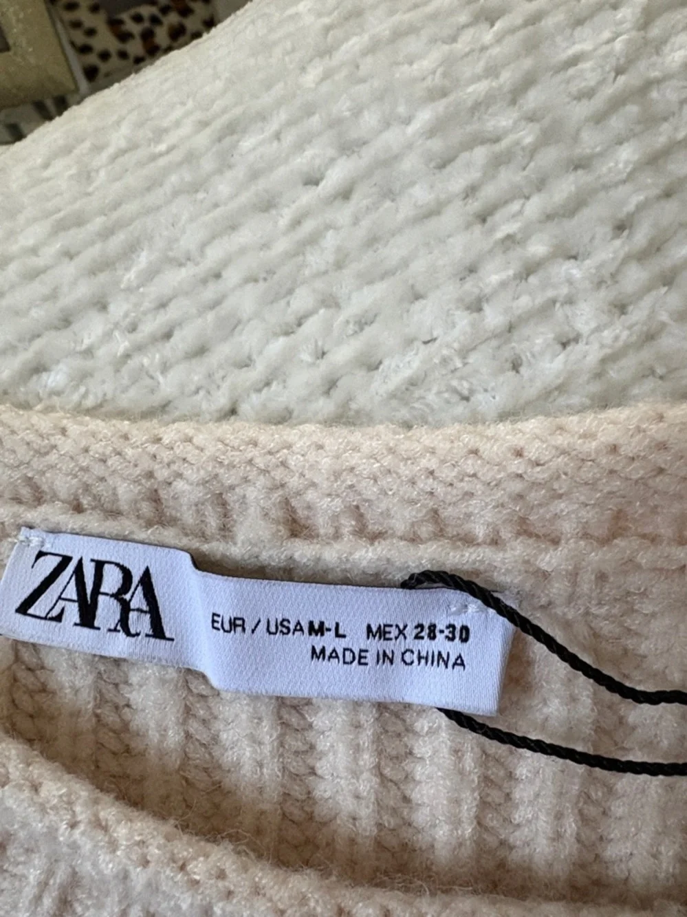 Beige Fringe Rib-Knit Women's Sweater - Picture 3 of 4